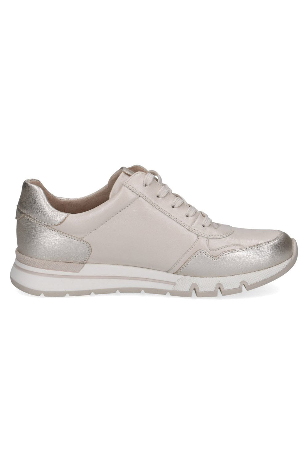 Caprice Wide Fit Leather Side Zip Trainers - Off-White Comb
