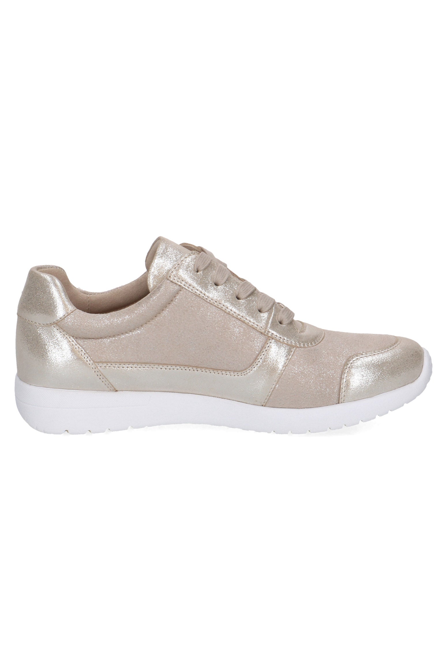 Caprice Wide Fit Leather Side Zip Trainers - Taupe Comb