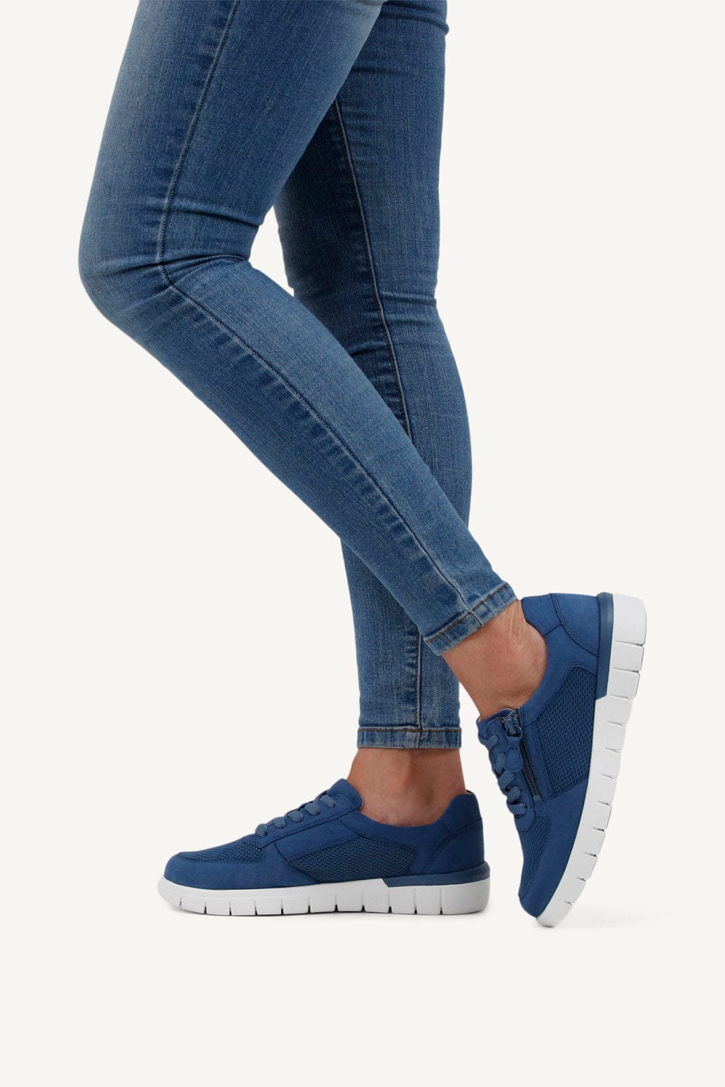 Caprice Wide Fit Trainers with Zip Fastening - Blue Comb