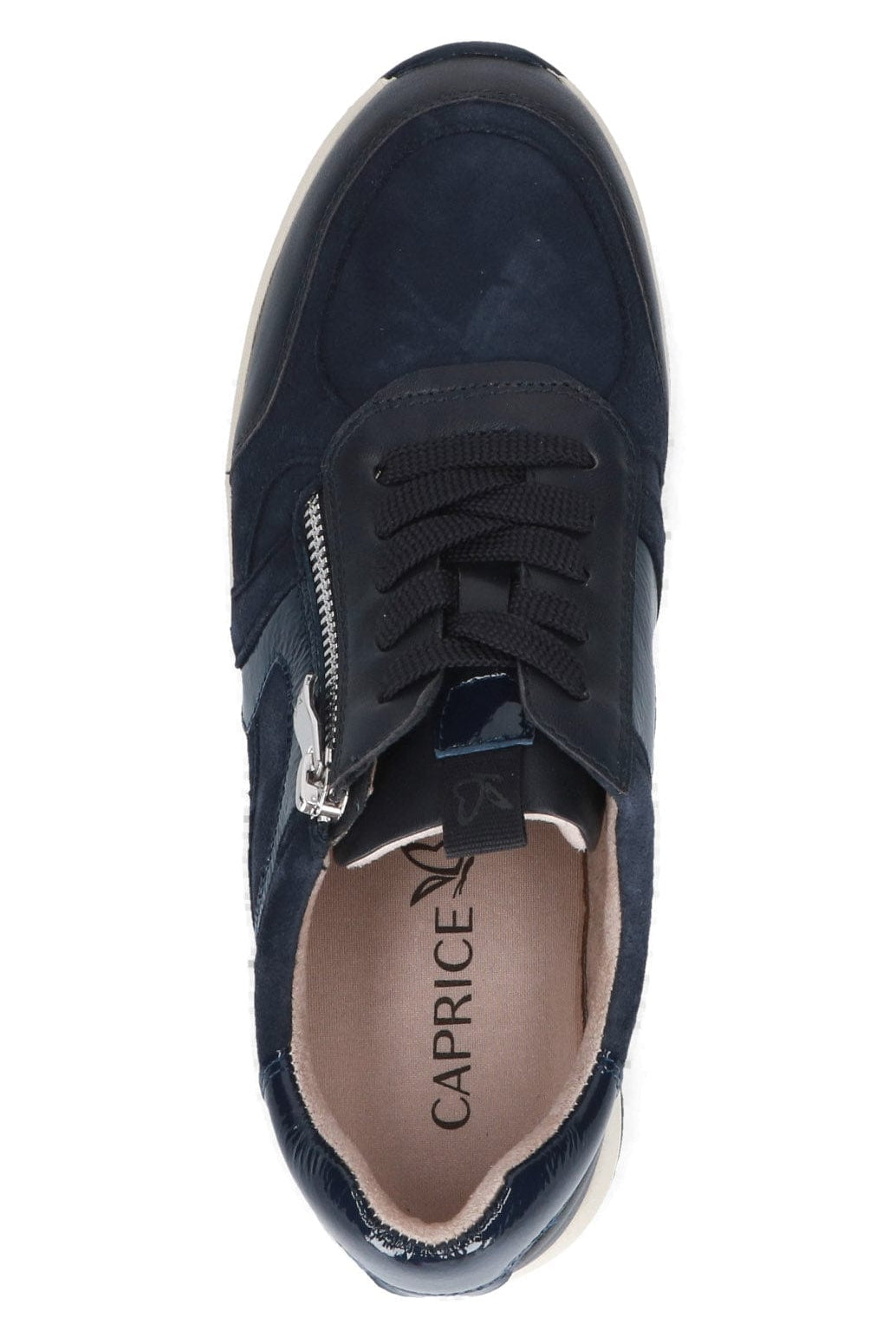 Caprice Wide Fit Trainers with Zip Fastening - Ocean Comb