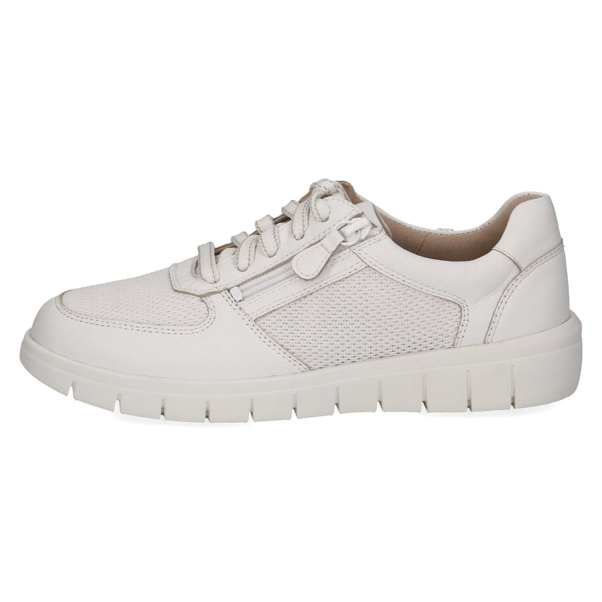 Caprice Wide Fit Trainers with Zip Fastening White Nappa