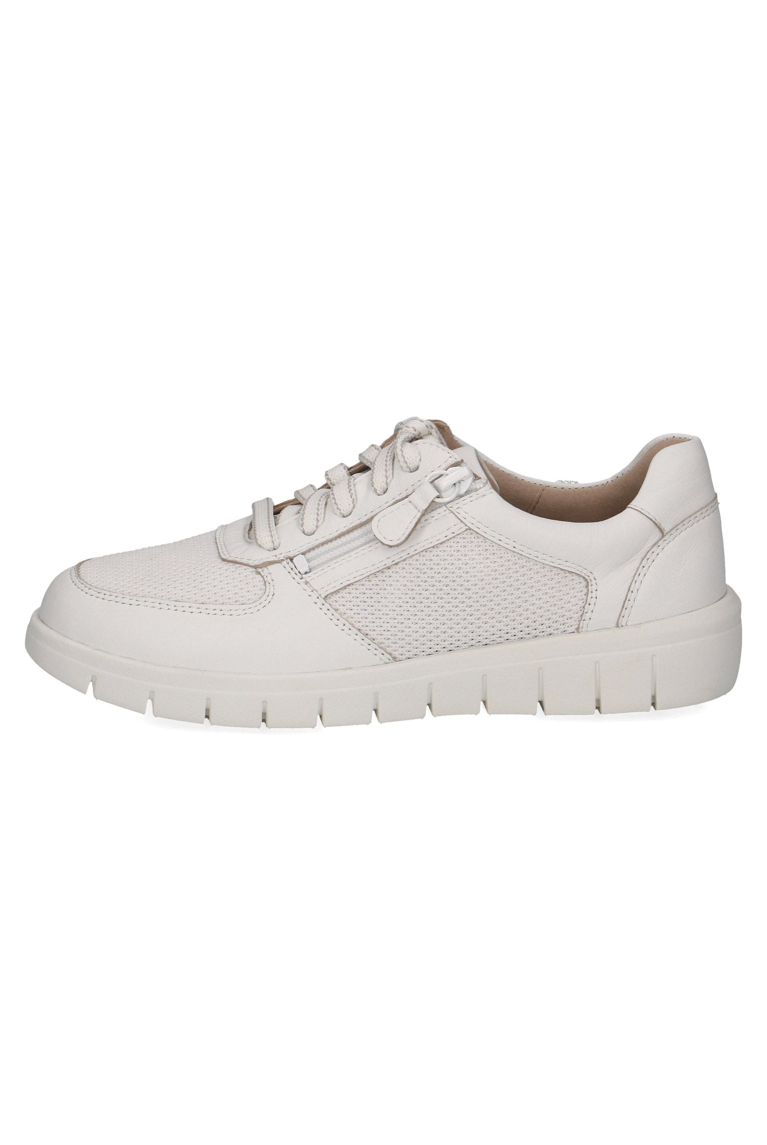 Caprice Wide Fit Trainers with Zip Fastening - White Nappa