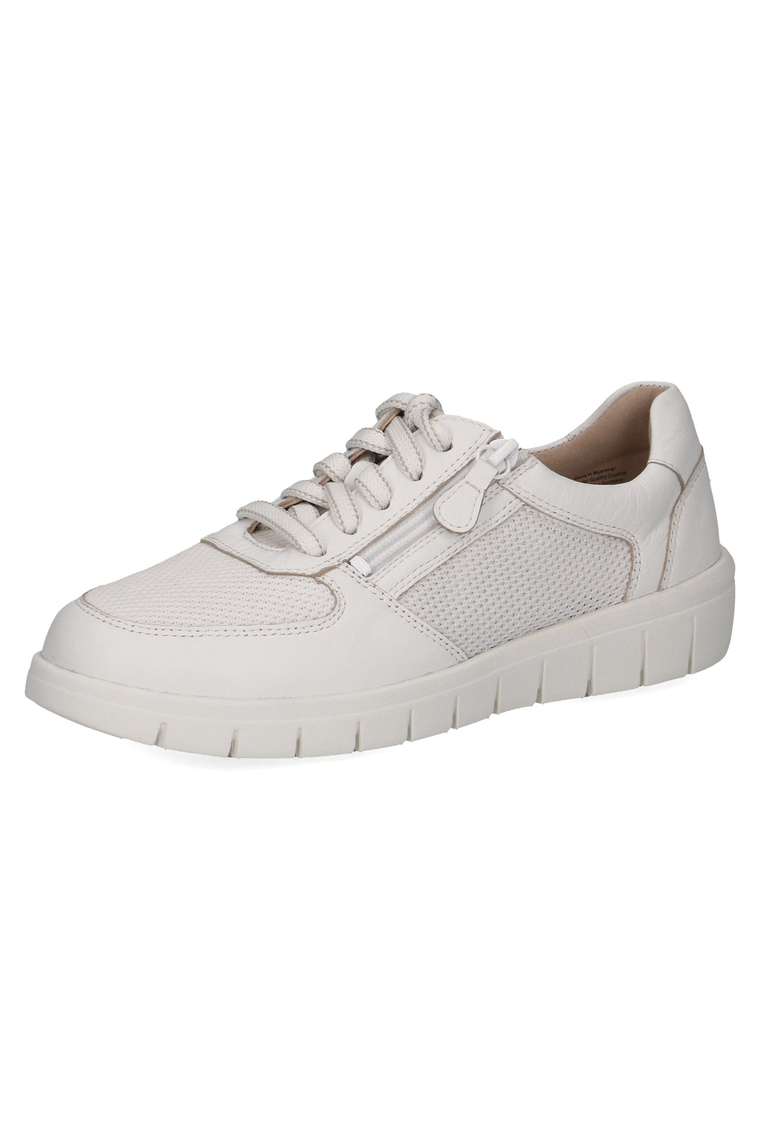 Caprice Wide Fit Trainers with Zip Fastening - White Nappa
