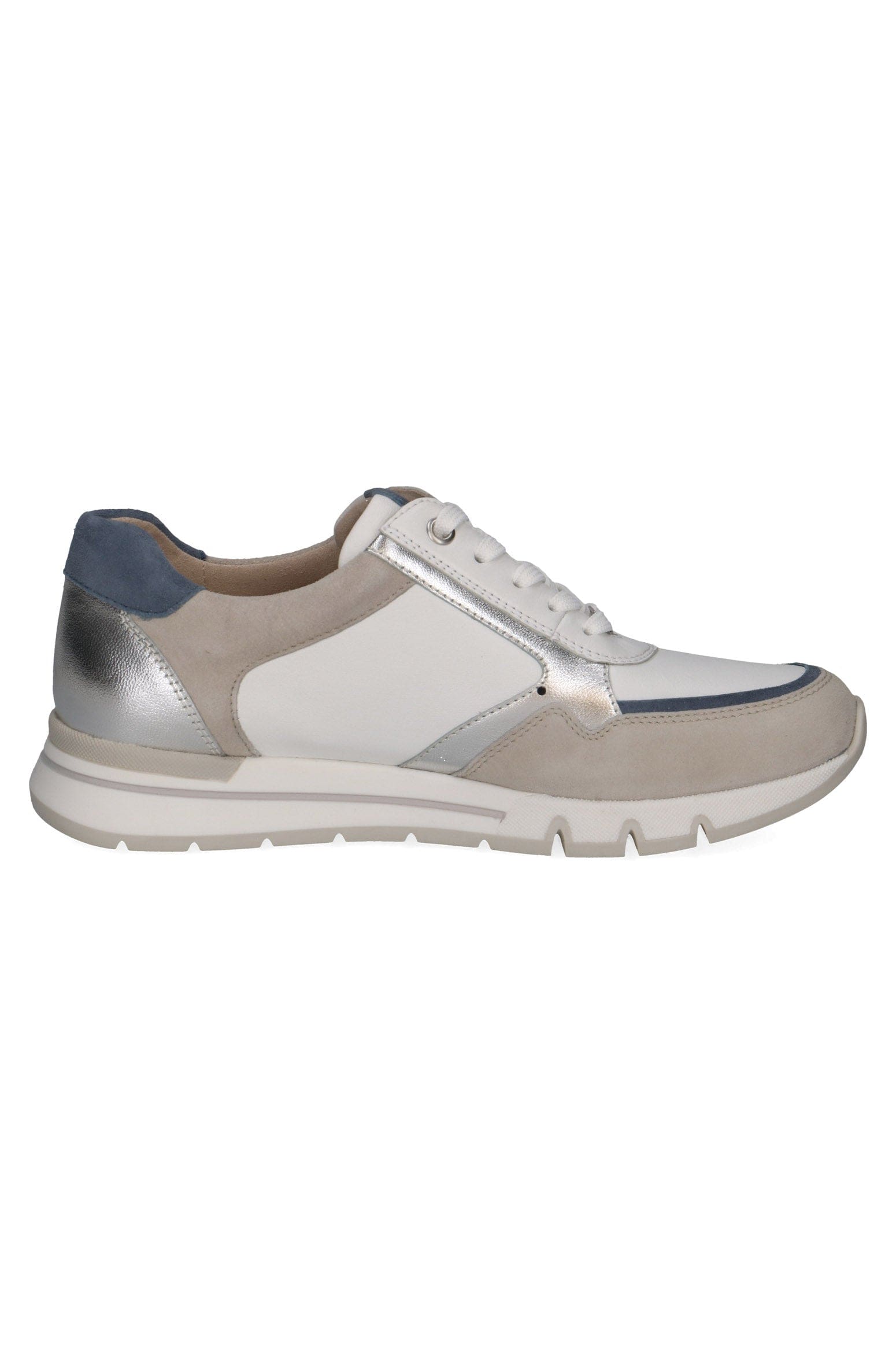 Caprice Wide Fit Trainers with Zip Fastening - White/Silver