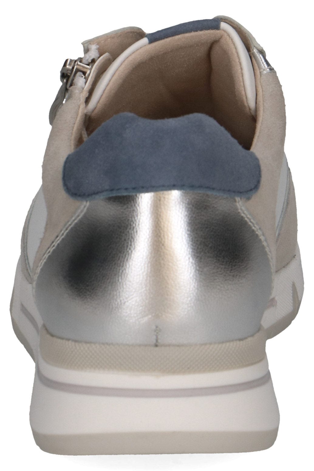 Caprice Wide Fit Trainers with Zip Fastening - White/Silver