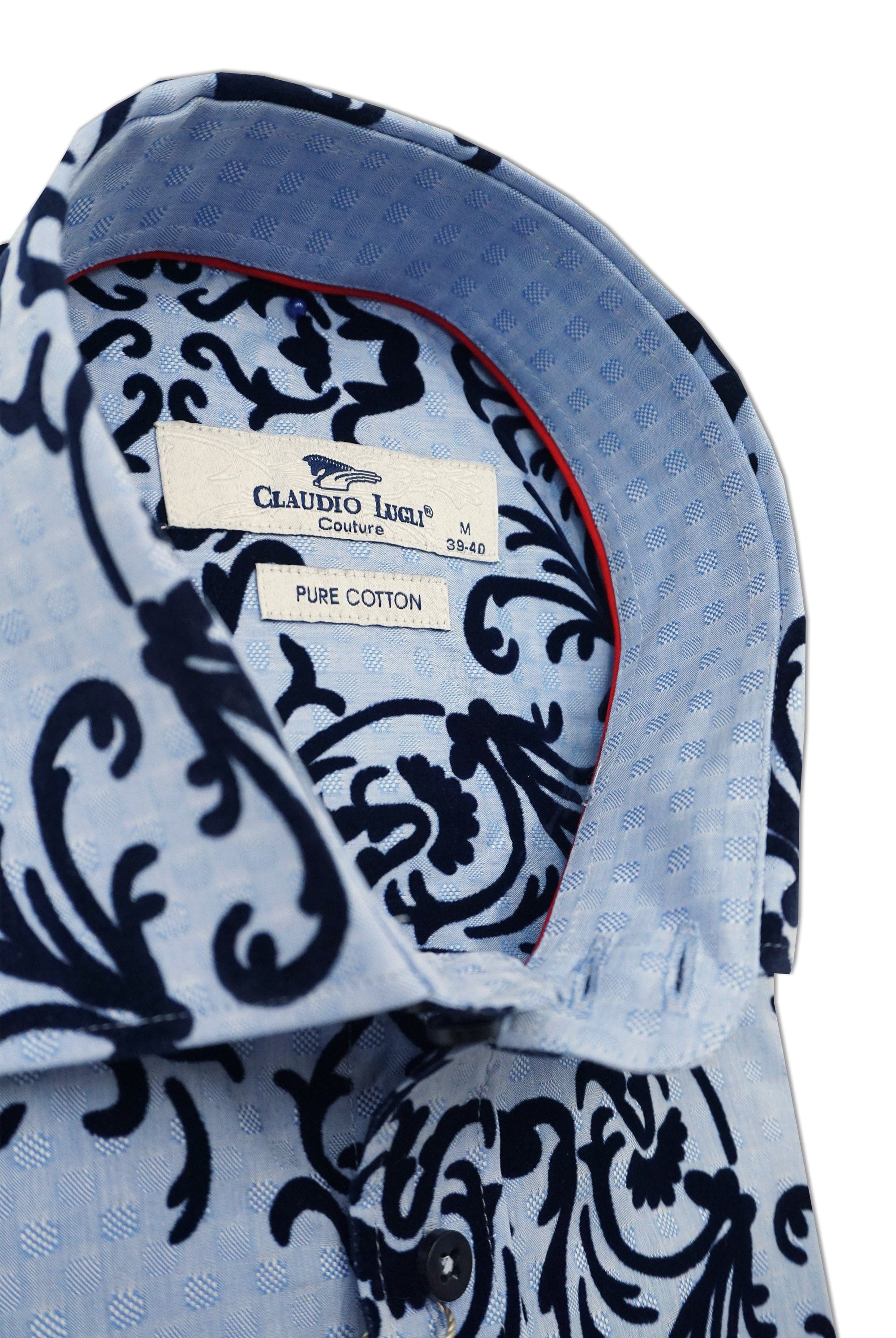 Claudio Lugli Satin Cotton Jacquard Flock Shirt - Sky