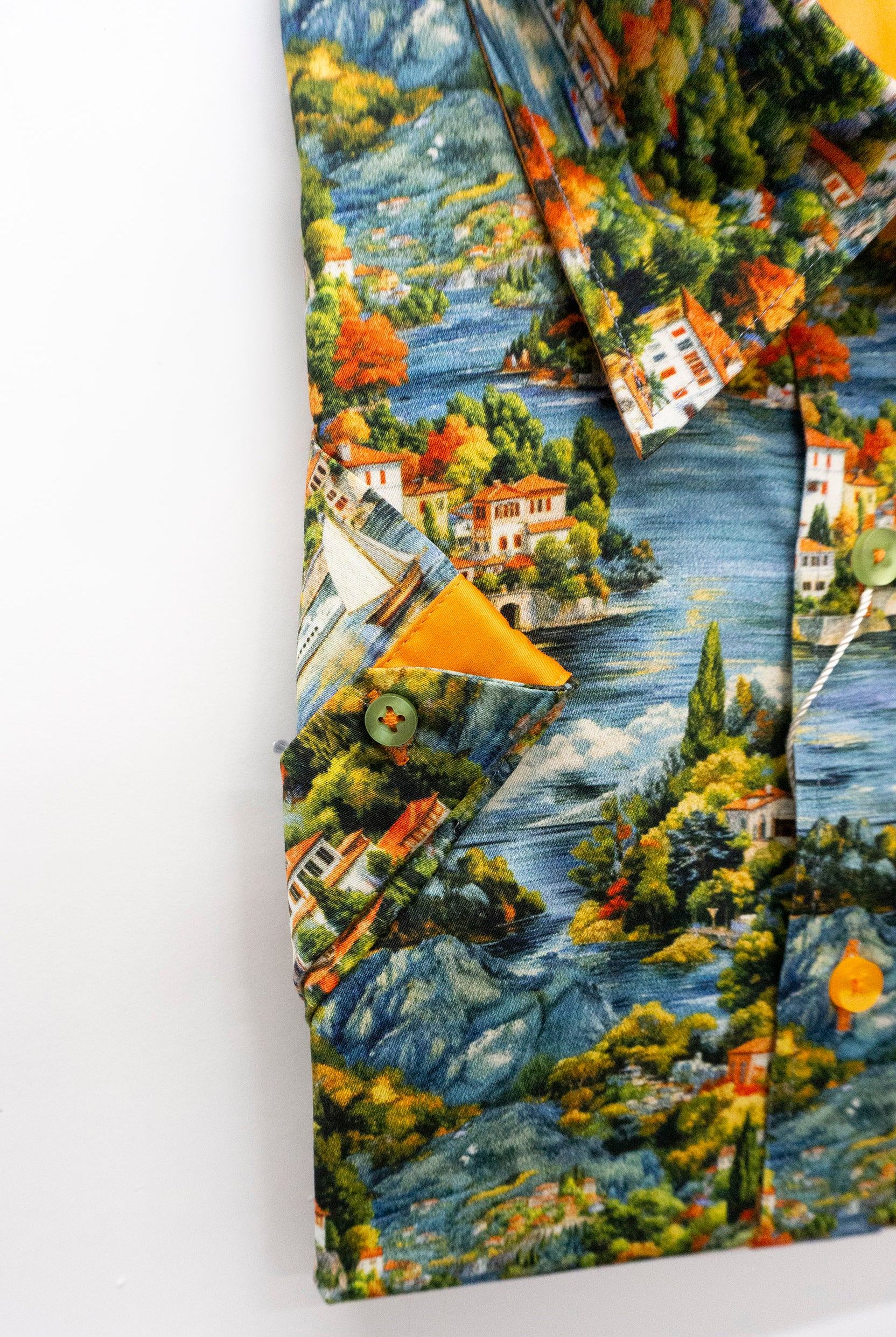 Claudio Lugli Satin Cotton Lake Como Print Shirt