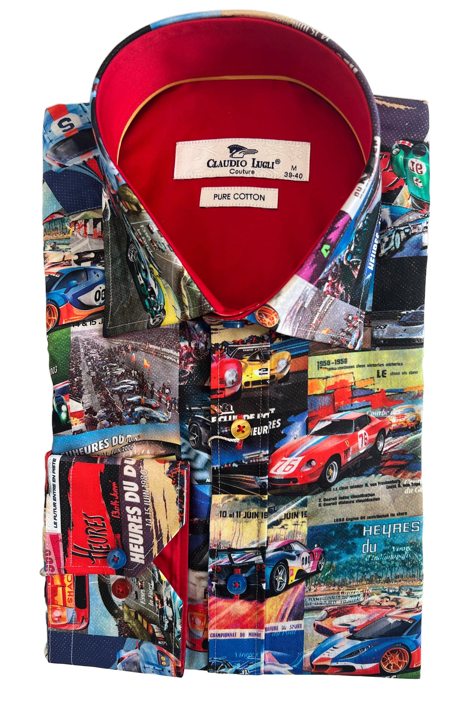 Claudio Lugli Satin Cotton Le Man's Print Shirt - Red