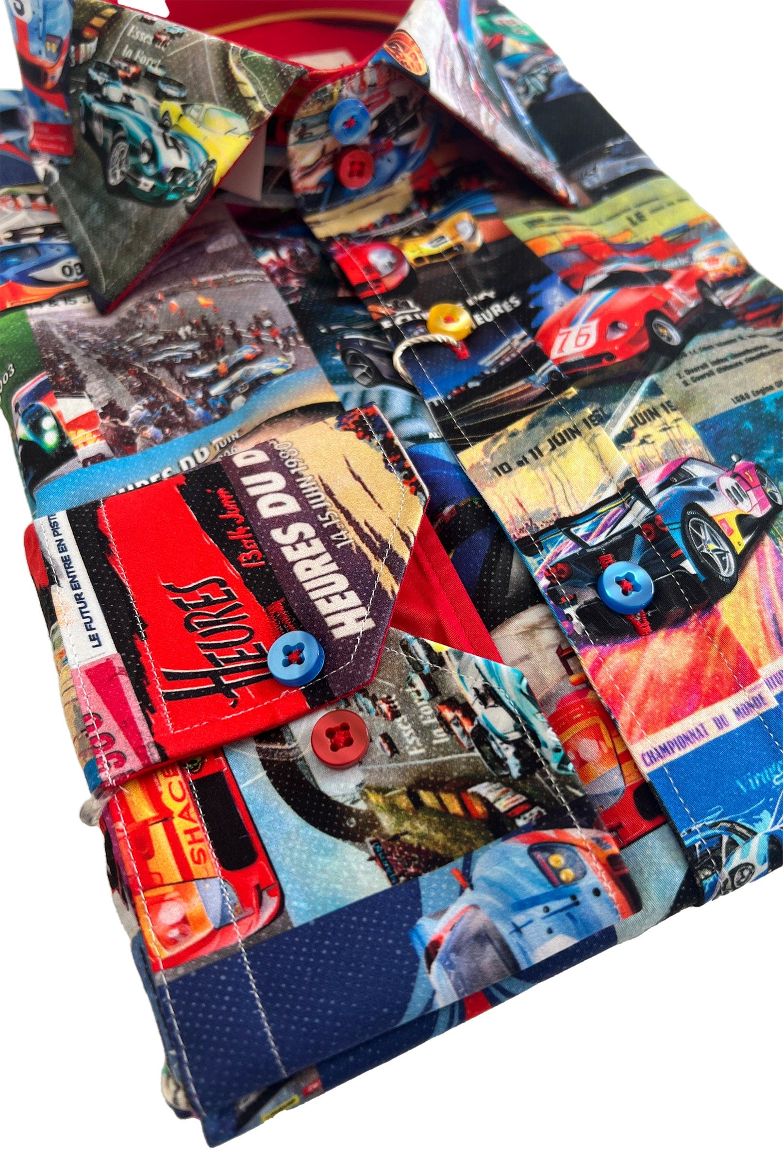 Claudio Lugli Satin Cotton Le Man's Print Shirt - Red