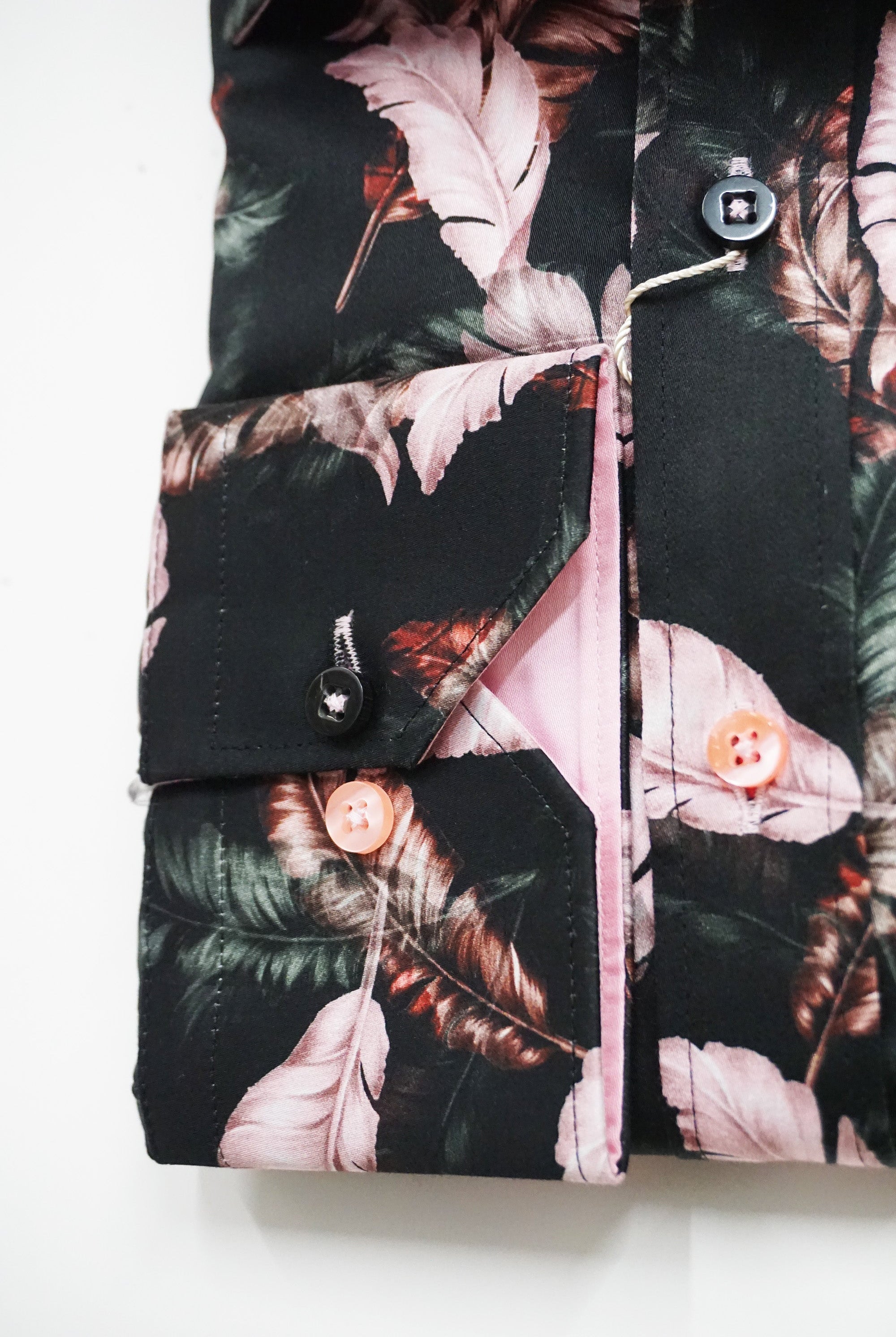 Claudio Lugli Satin Cotton Leaf Print Shirt - Pink/Black