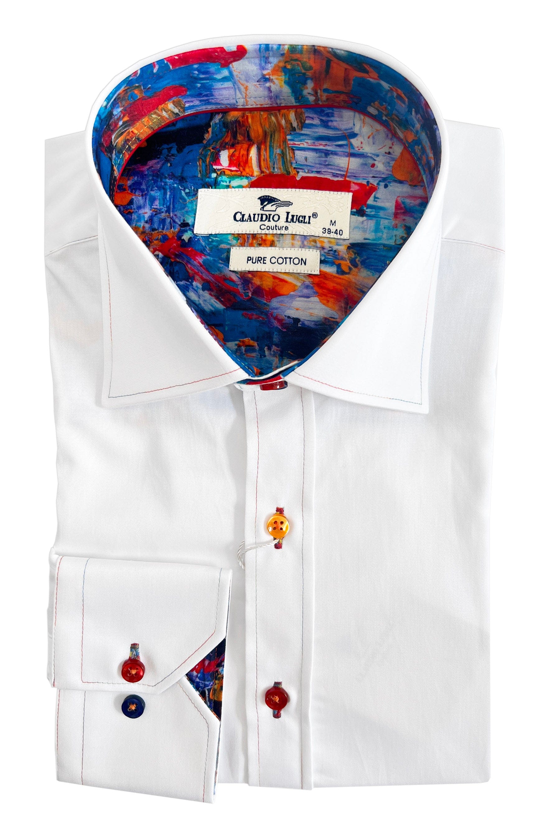 Claudio Lugli Satin Cotton Plain Shirt - White