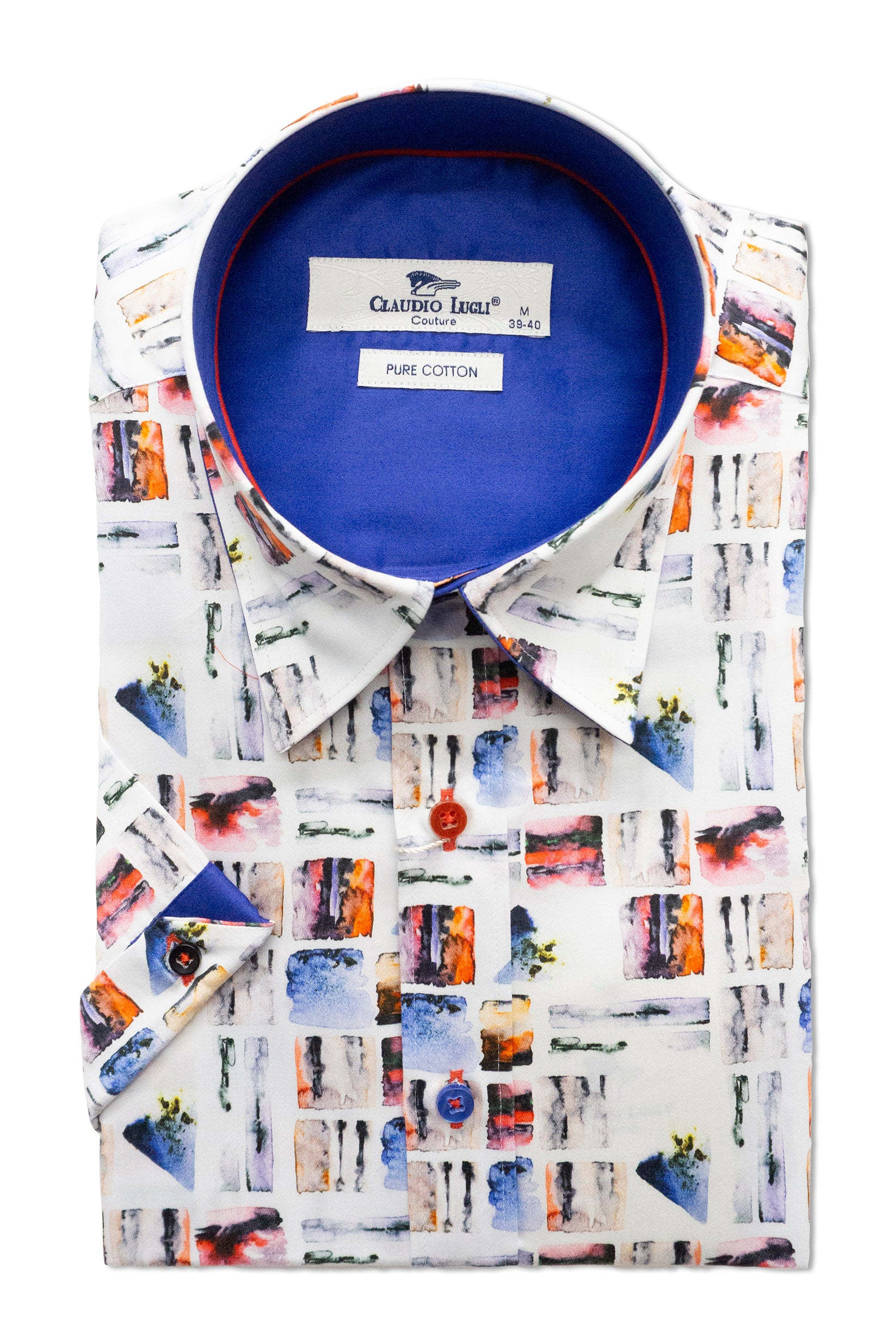 Claudio Lugli Satin Cotton Squares Print Shirt