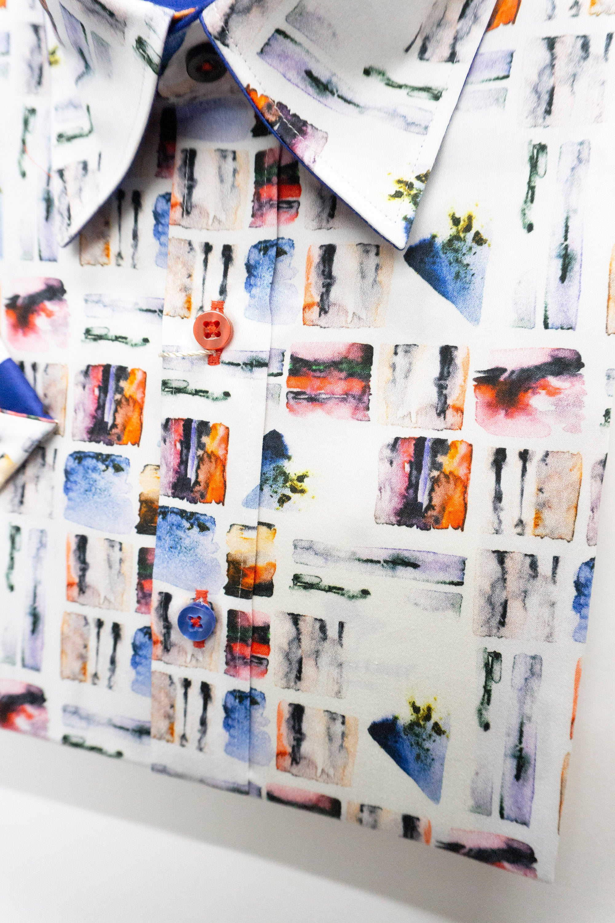 Claudio Lugli Satin Cotton Squares Print Shirt