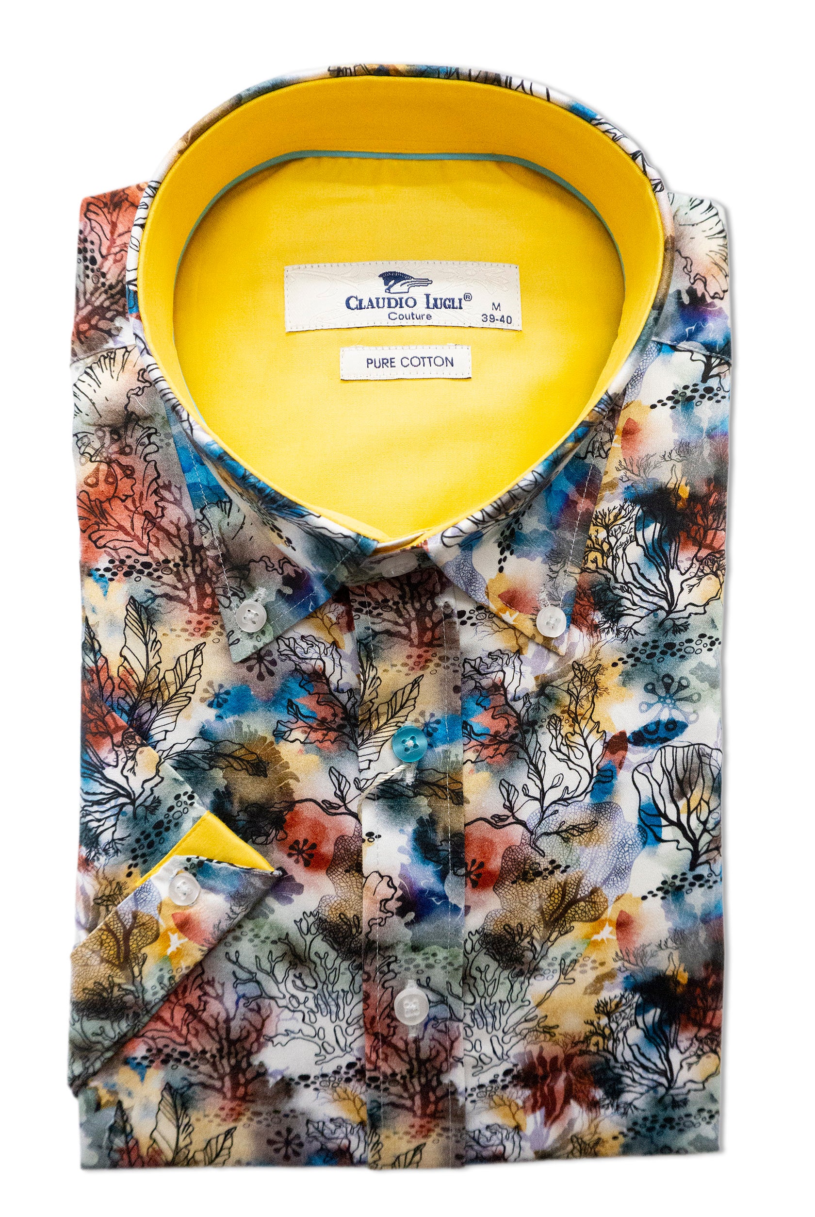 Claudio Lugli Satin Cotton Watercolour Reef Shirt
