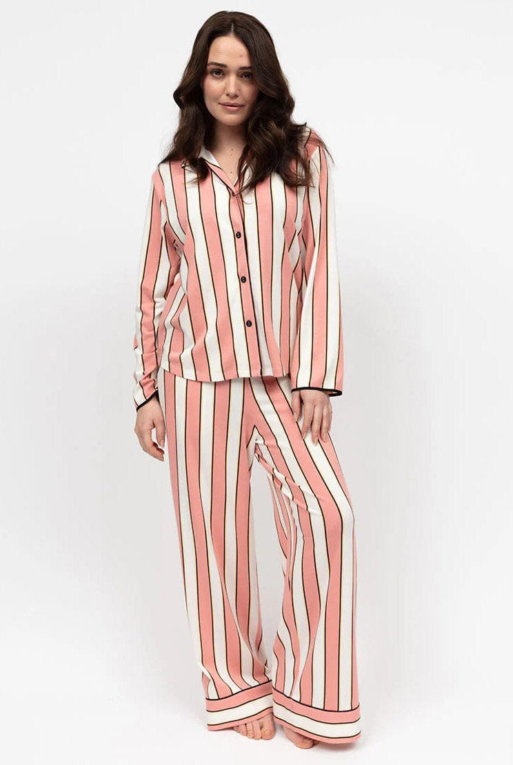 Cyberjammies Bonnie Jersey Wide Leg Pyjama Set - Pink Stripe