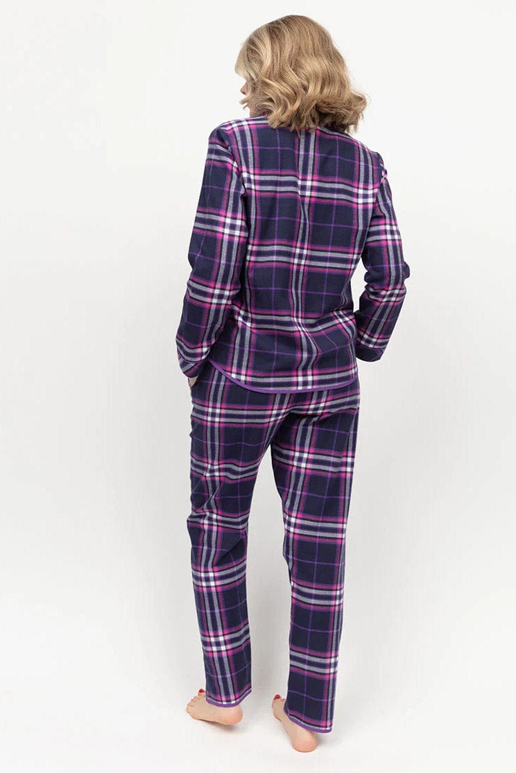 Cyberjammies Edie Check Soft Brushed Pyjama Set - Navy/Purple