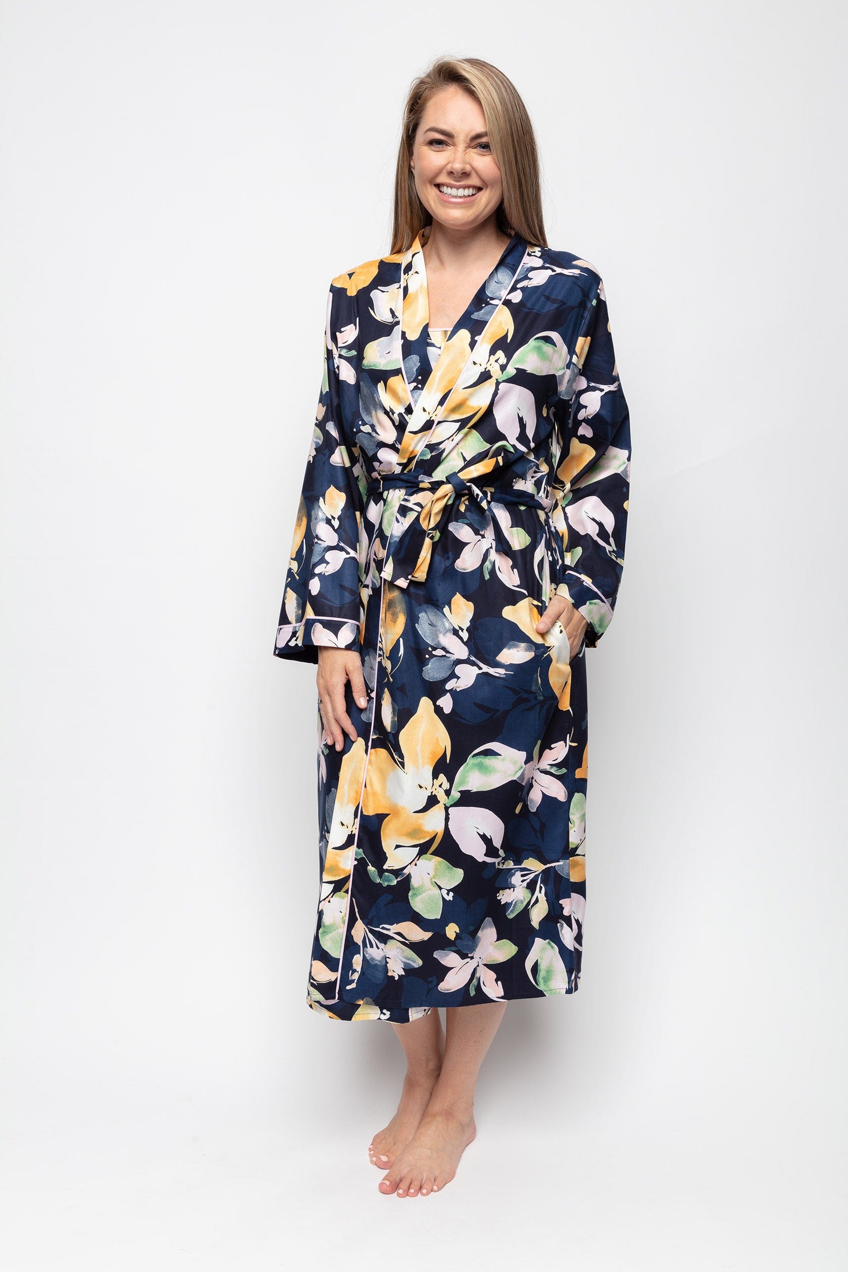 Cyberjammies Estelle Floral Long Sleeve Long Dressing Gown