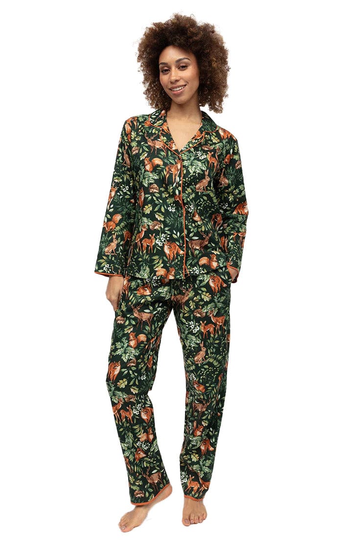 Cyberjammies Forrest Woodland Print Pyjama Set - Dark Green