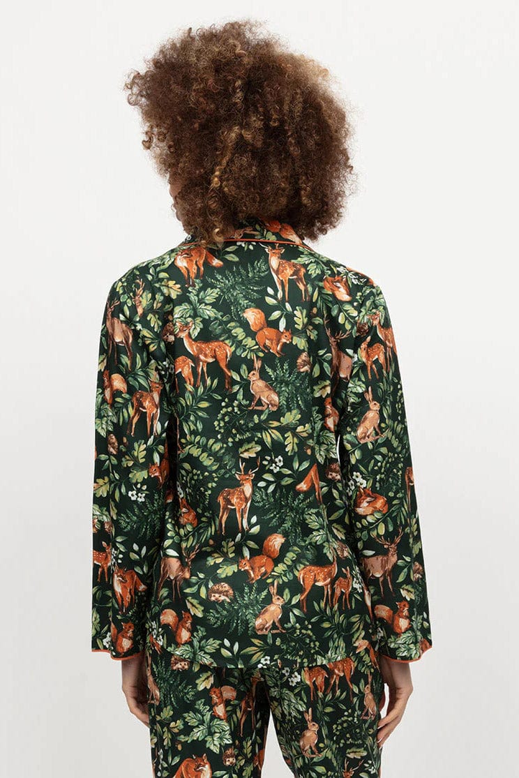 Cyberjammies Forrest Woodland Print Pyjama Set - Dark Green