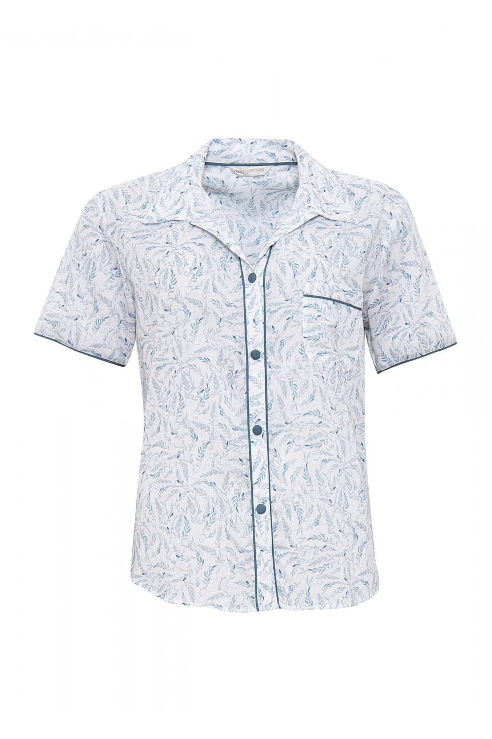 Cyberjammies Grace Aqua Print Short Sleeve Pyjama Top