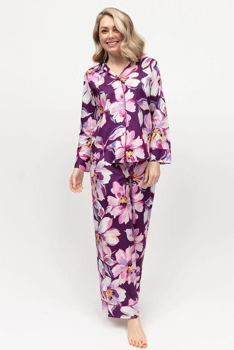 Cyberjammies Hazel Floral Wide Leg Pyjama Set - Purple