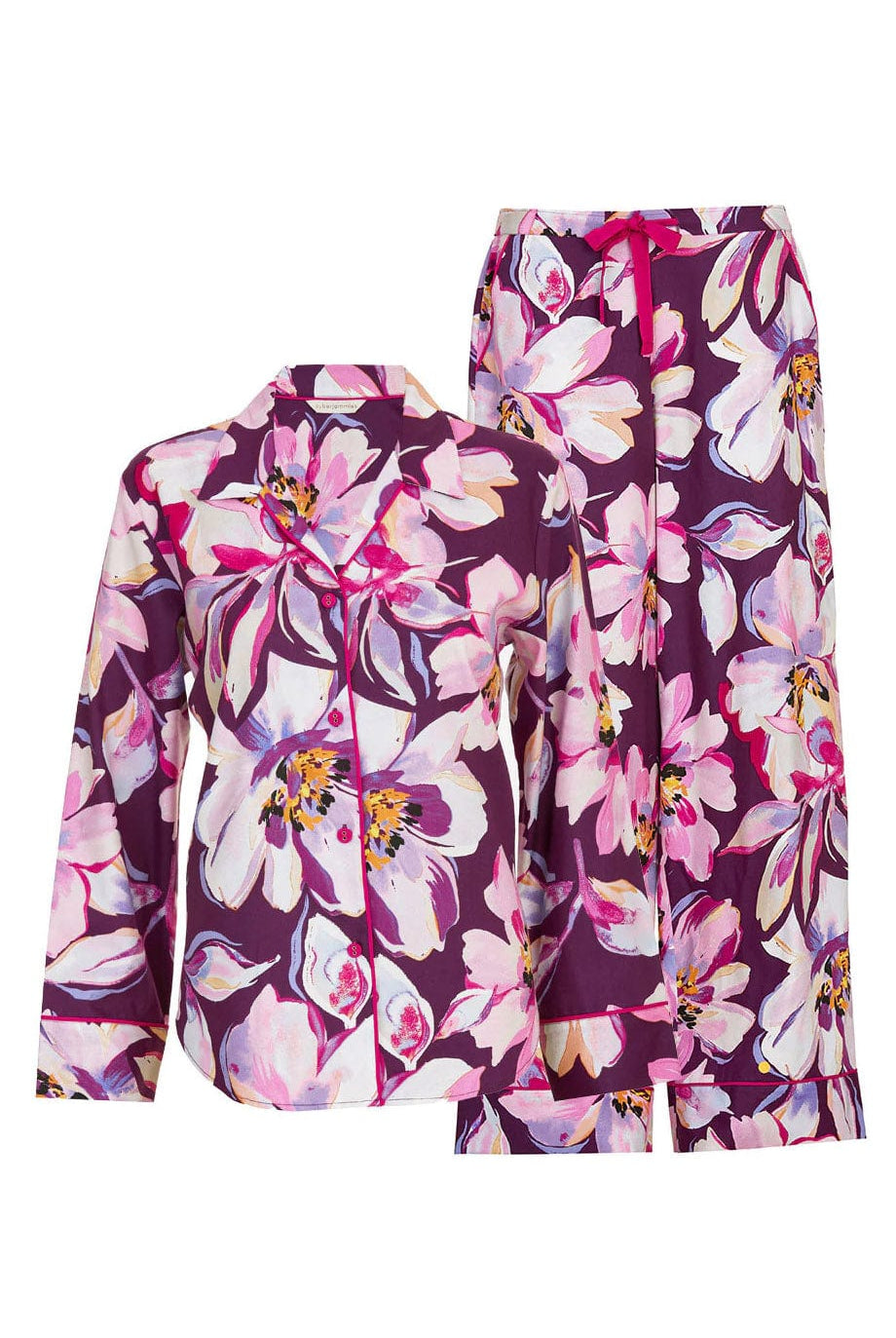 Cyberjammies Hazel Floral Wide Leg Pyjama Set - Purple