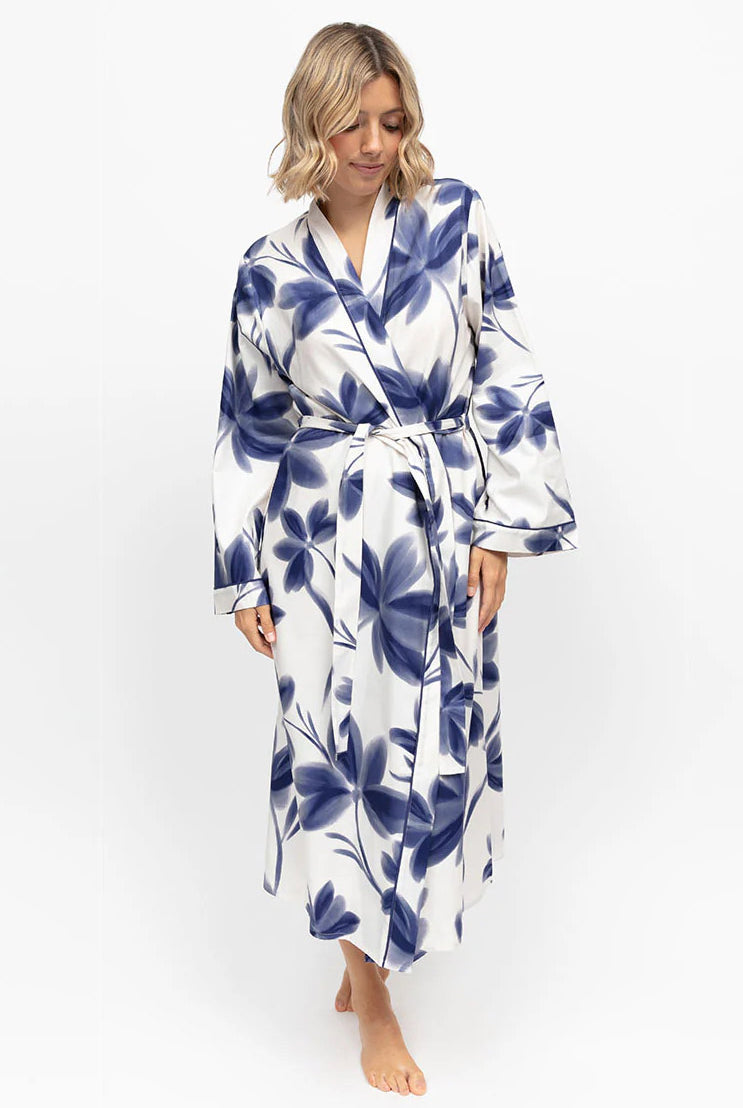 Cyberjammies Indigo Floral Dressing Gown - Navy