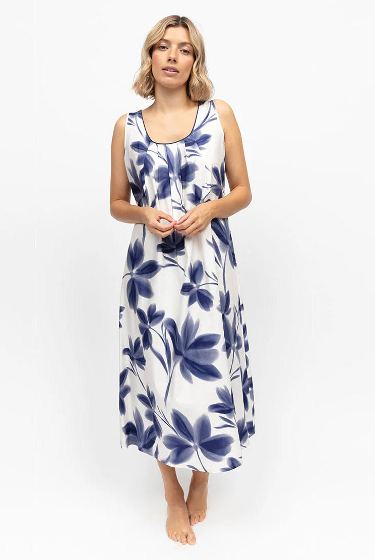 Cyberjammies Indigo Floral Long Nightdress - Navy