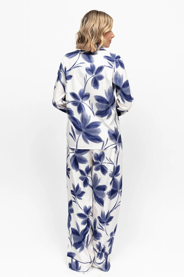 Cyberjammies Indigo Floral Wide Leg Pyjama Set - Navy