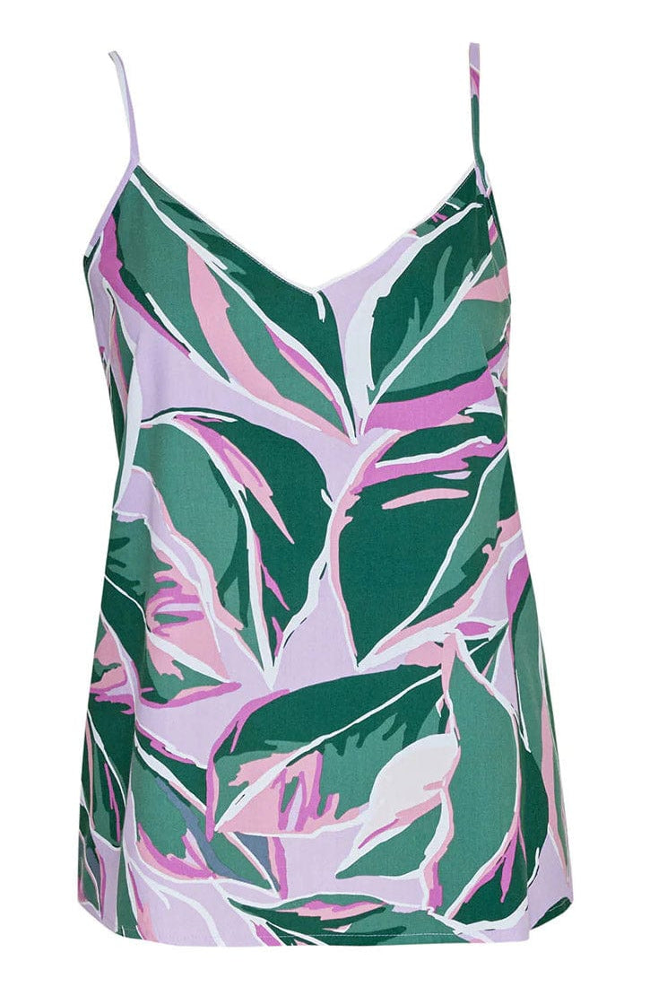 Cyberjammies Lexi Leaf Print Cami and Shorts Pyjama Set - Green/Pink