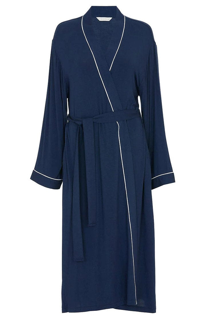 Cyberjammies Marina Jersey Long Dressing Gown - Navy