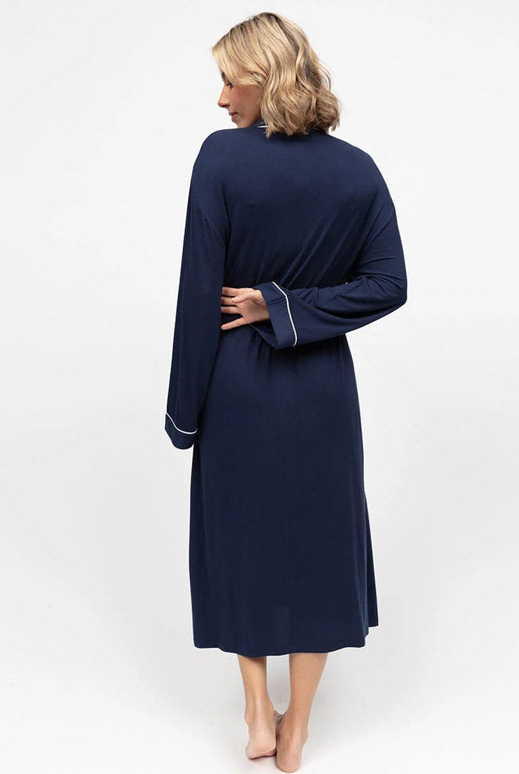 Cyberjammies Marina Jersey Long Dressing Gown - Navy