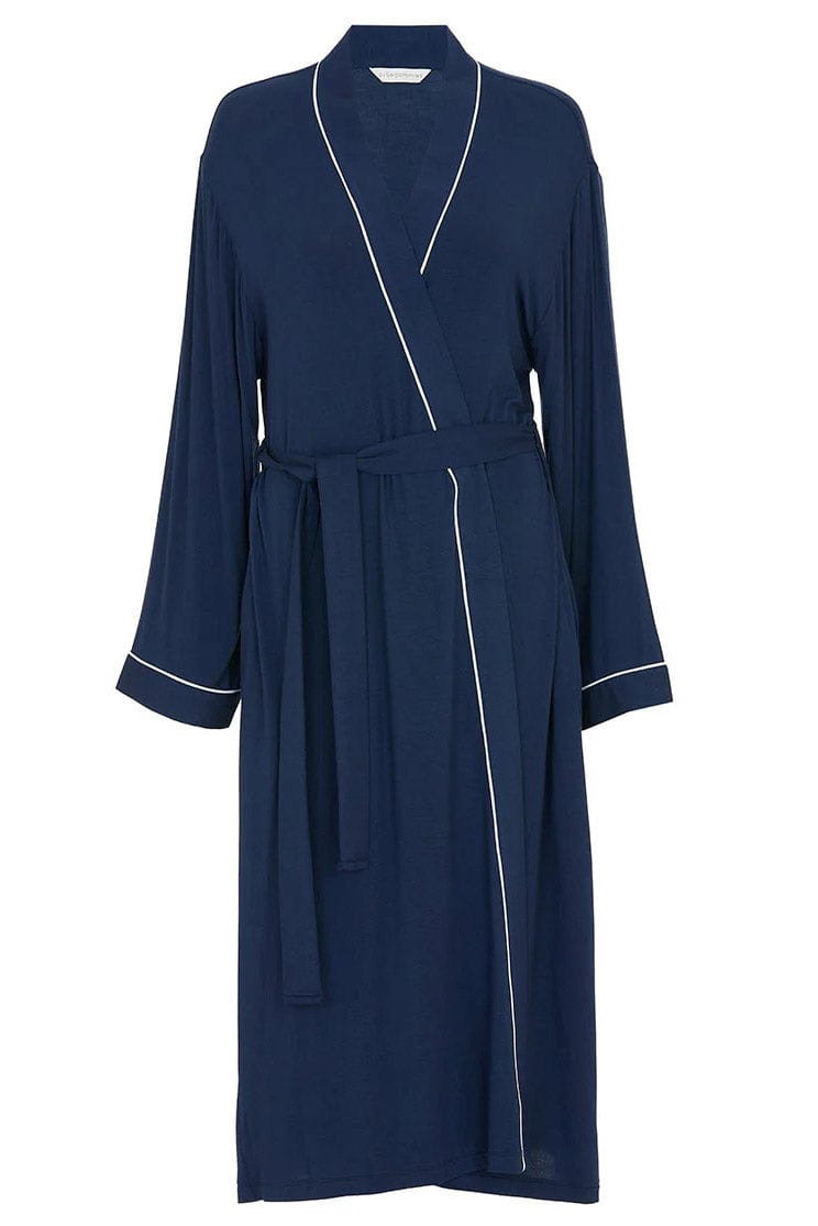 Cyberjammies Marina Jersey Long Dressing Gown - Navy