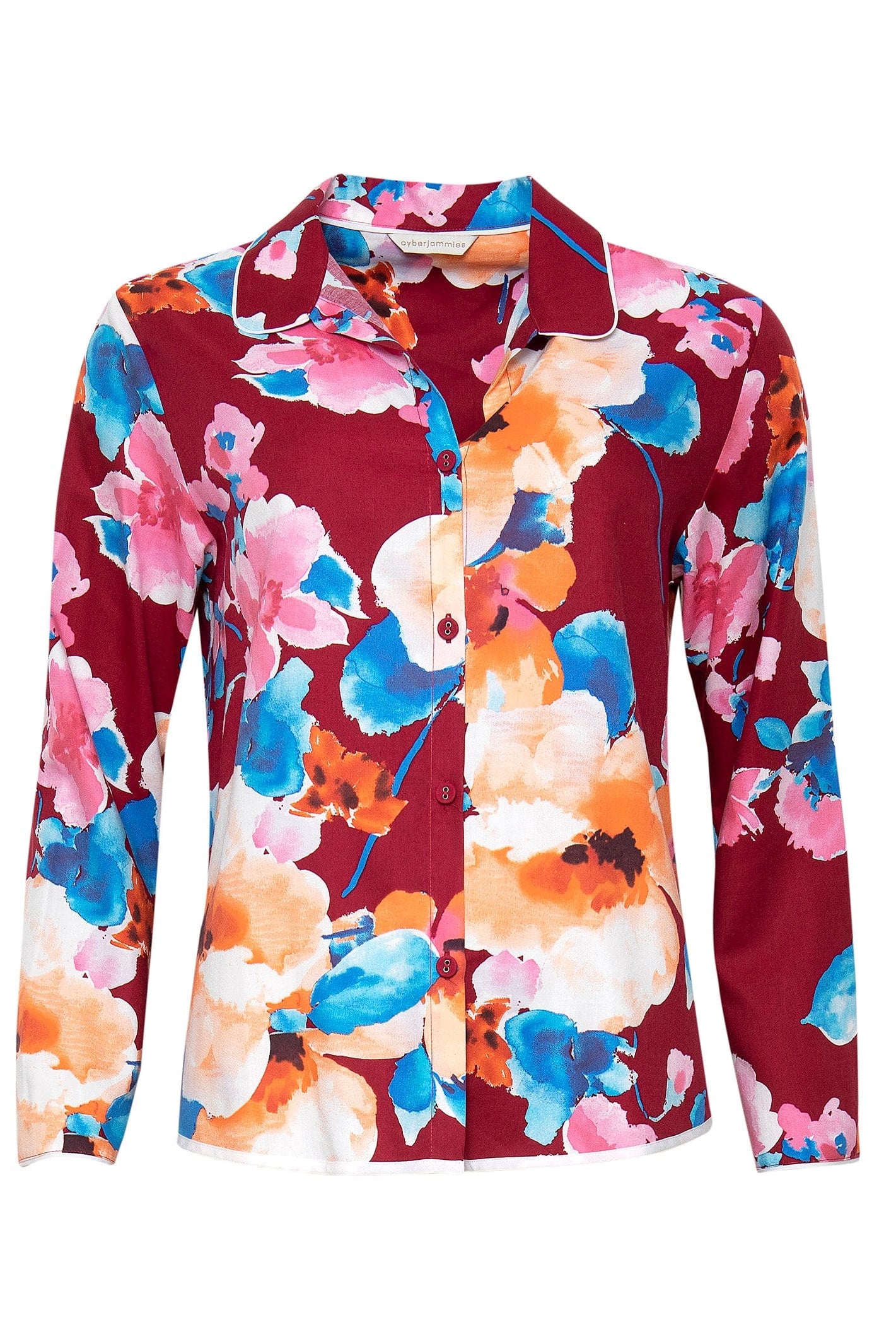 Cyberjammies Megan Floral Print Pyjama Top - Red/Multi