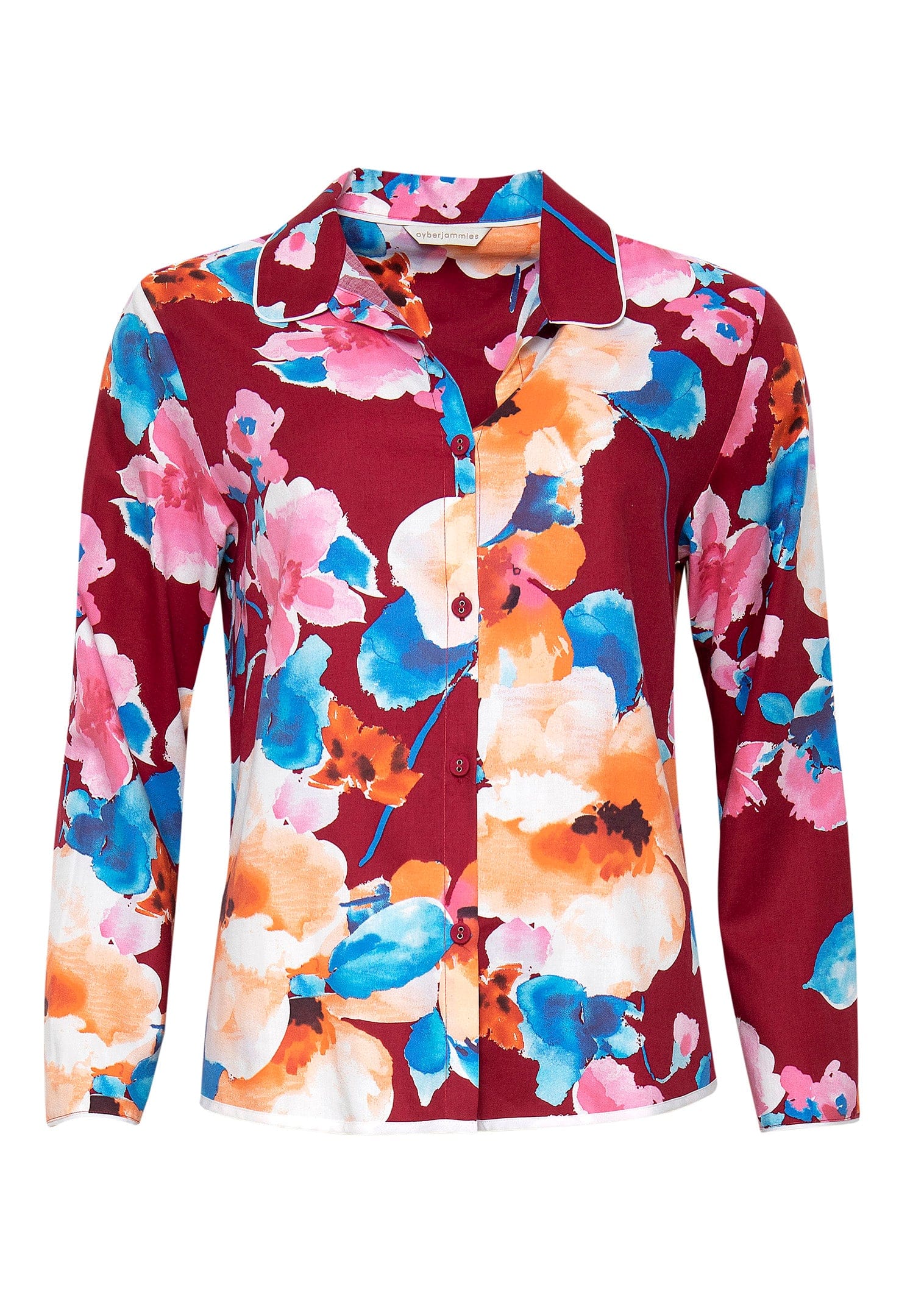 Cyberjammies Megan Floral Print Pyjama Top - Red/Multi