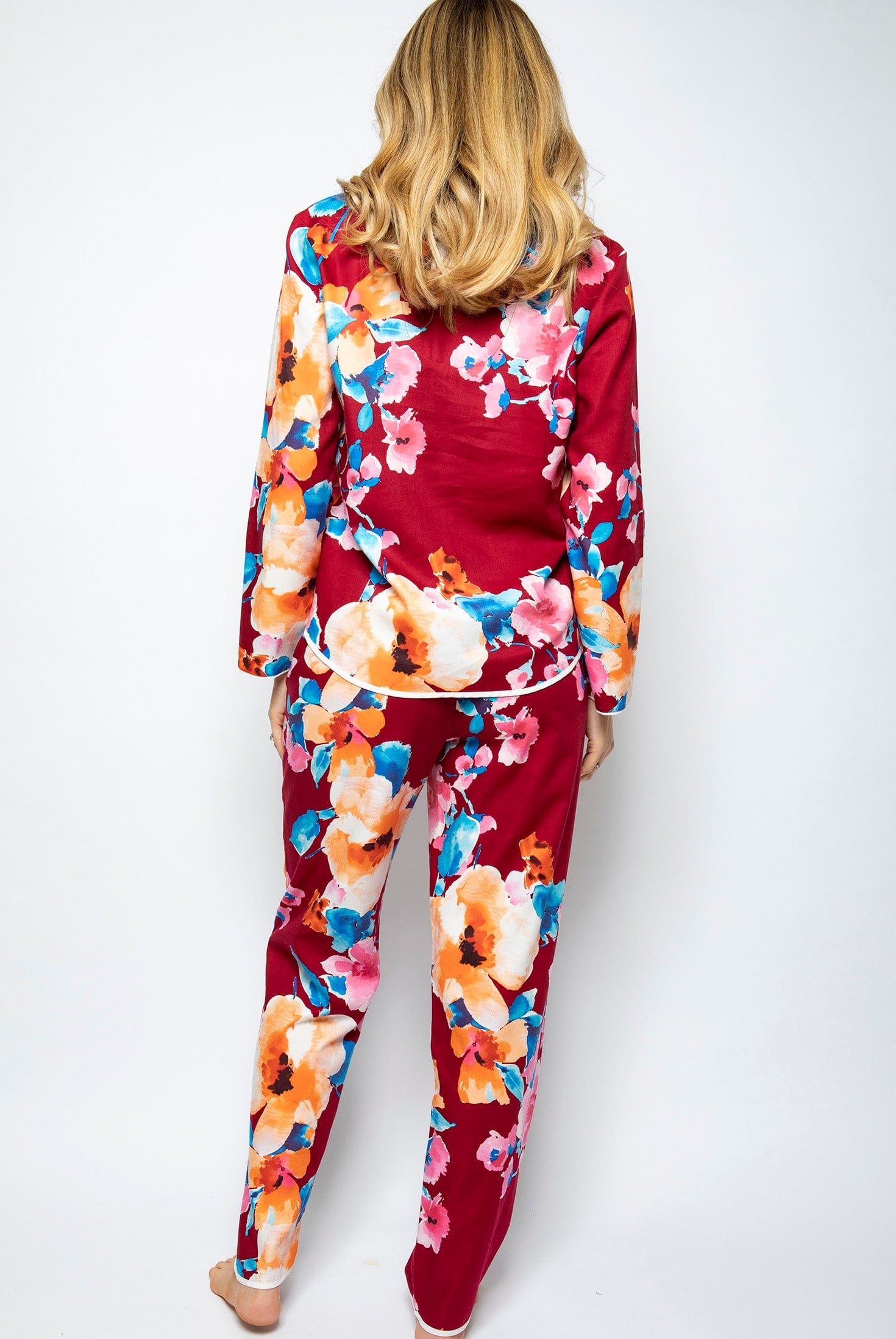 Cyberjammies Megan Floral Print Pyjama Top - Red/Multi