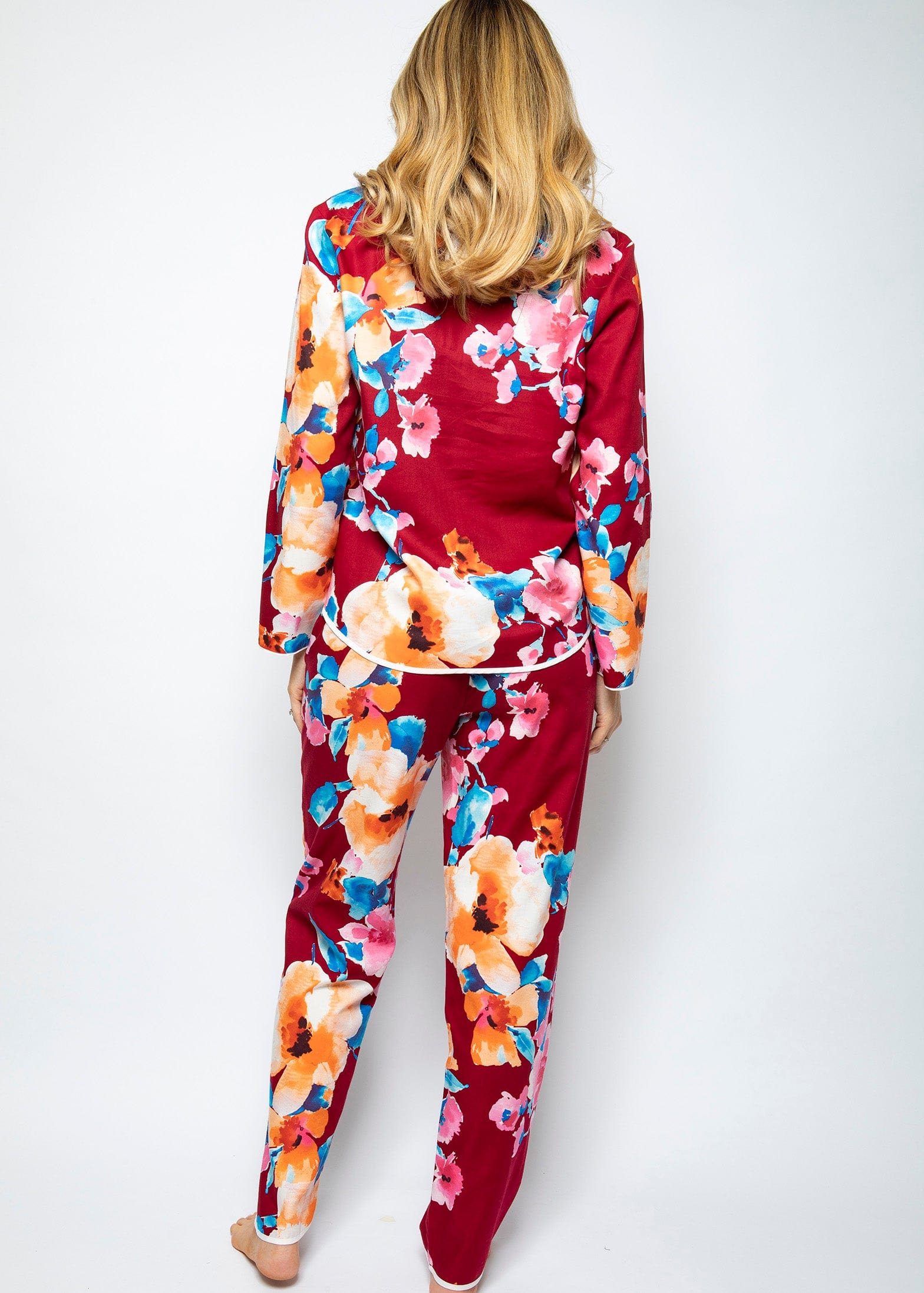 Cyberjammies Megan Floral Print Pyjama Top - Red/Multi