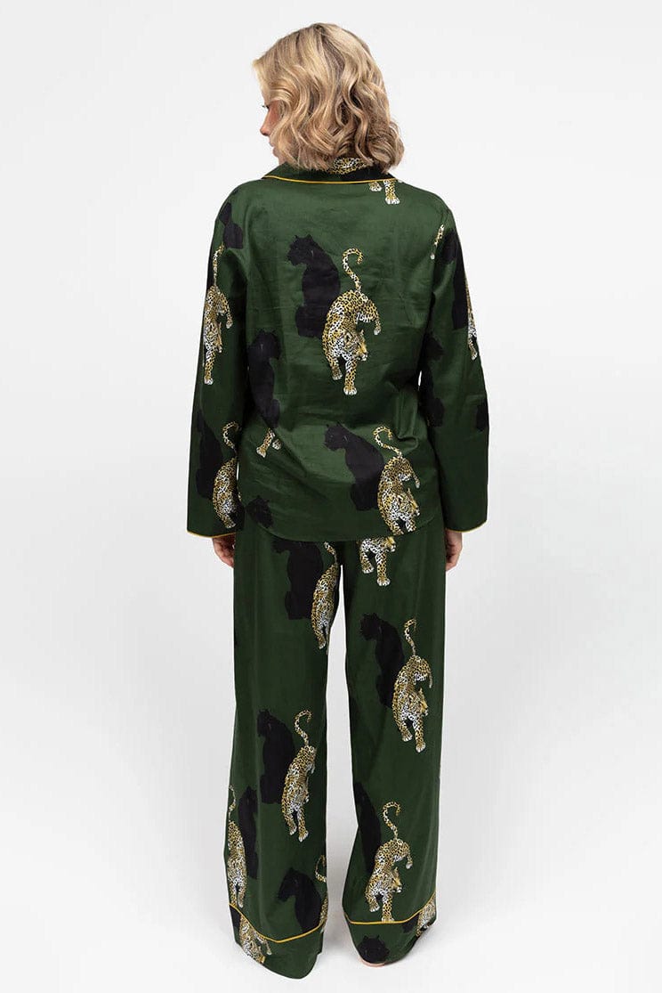 Cyberjammies Olive Leopard Print Wide Leg Pyjama Set - Olive