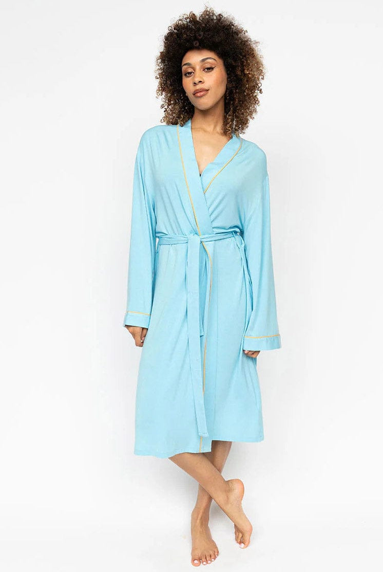 Cyberjammies Paige Jersey Short Dressing Gown - Blue