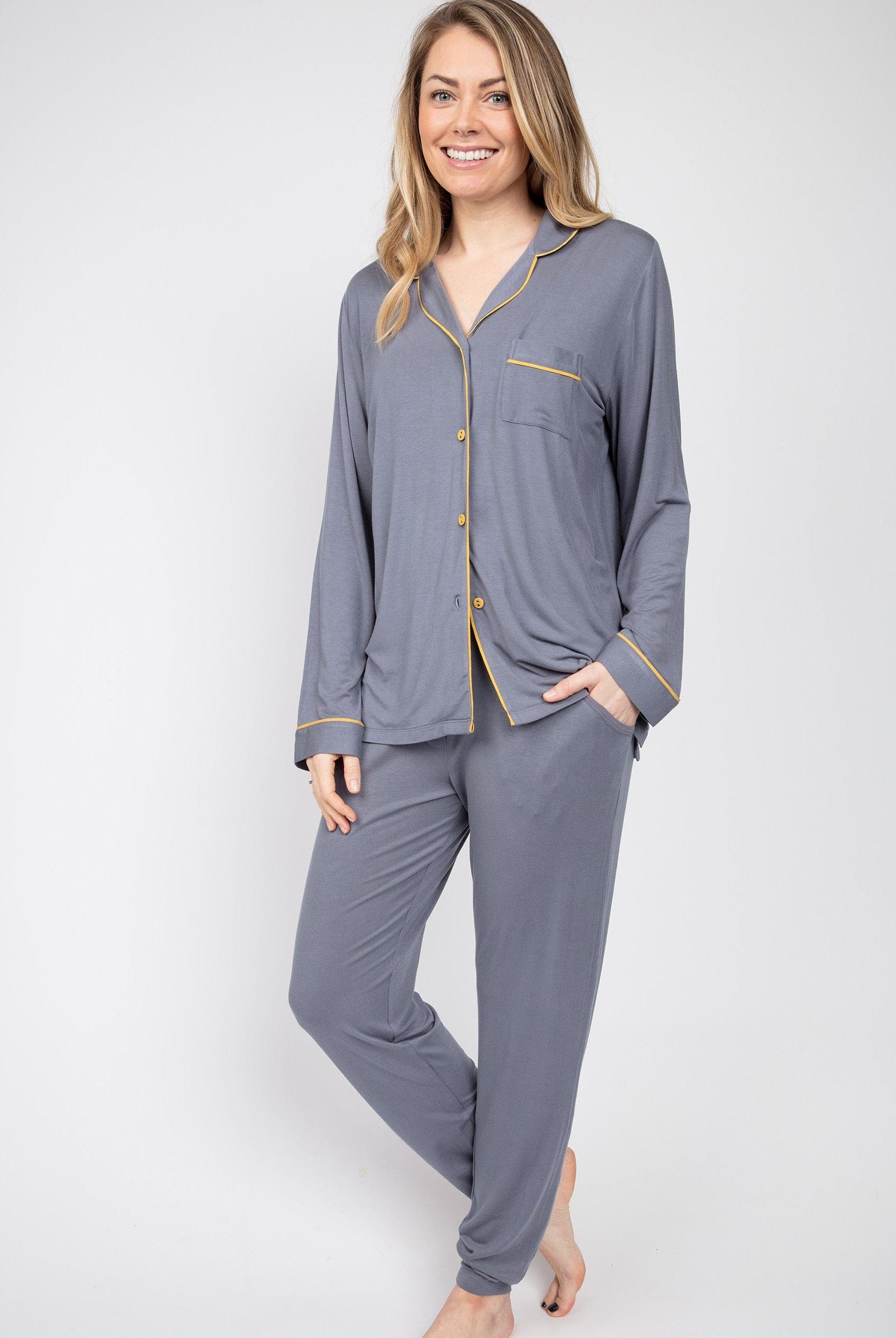 Cyberjammies Rachel Revere Collar Pyjama Top - Grey