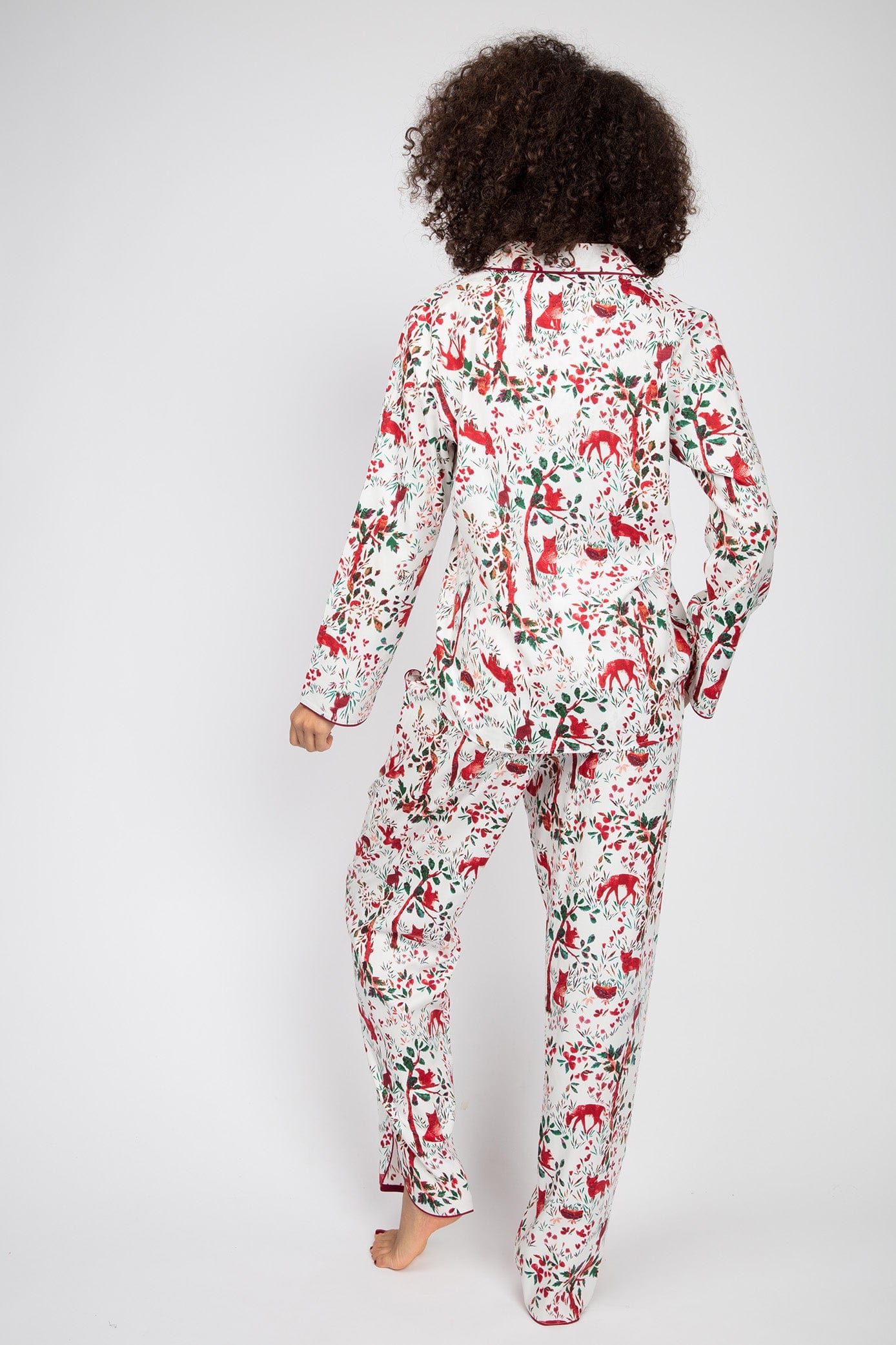 Cyberjammies Robyn Forest Print Pyjama Top - White/Red