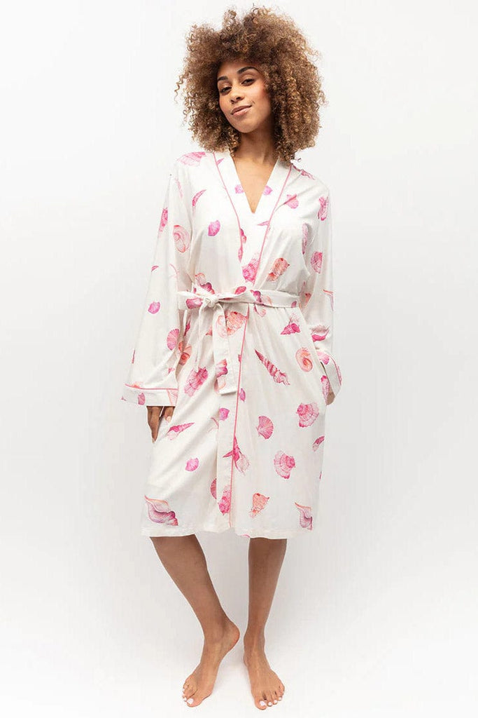 Cyberjammies Shelly Shell Print Dressing Gown - Cream/Pink