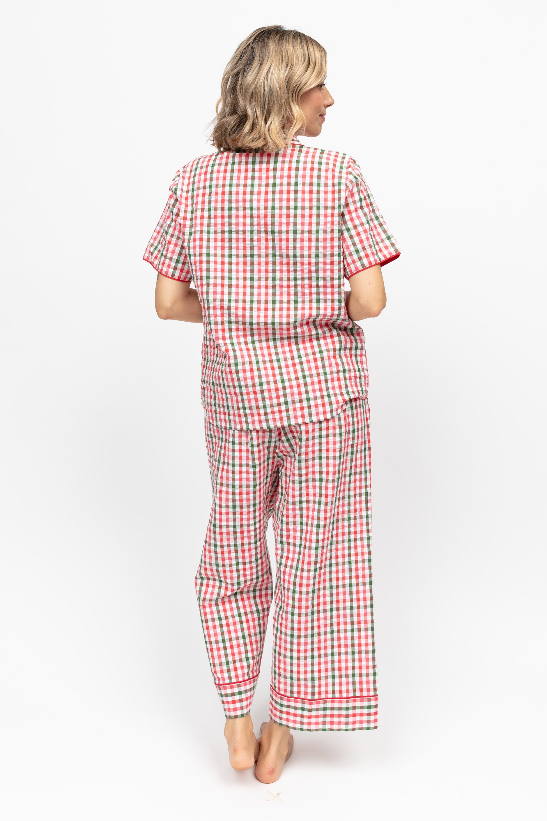 Cyberjammies Tara Seersucker Cropped Pyjama Set - Red