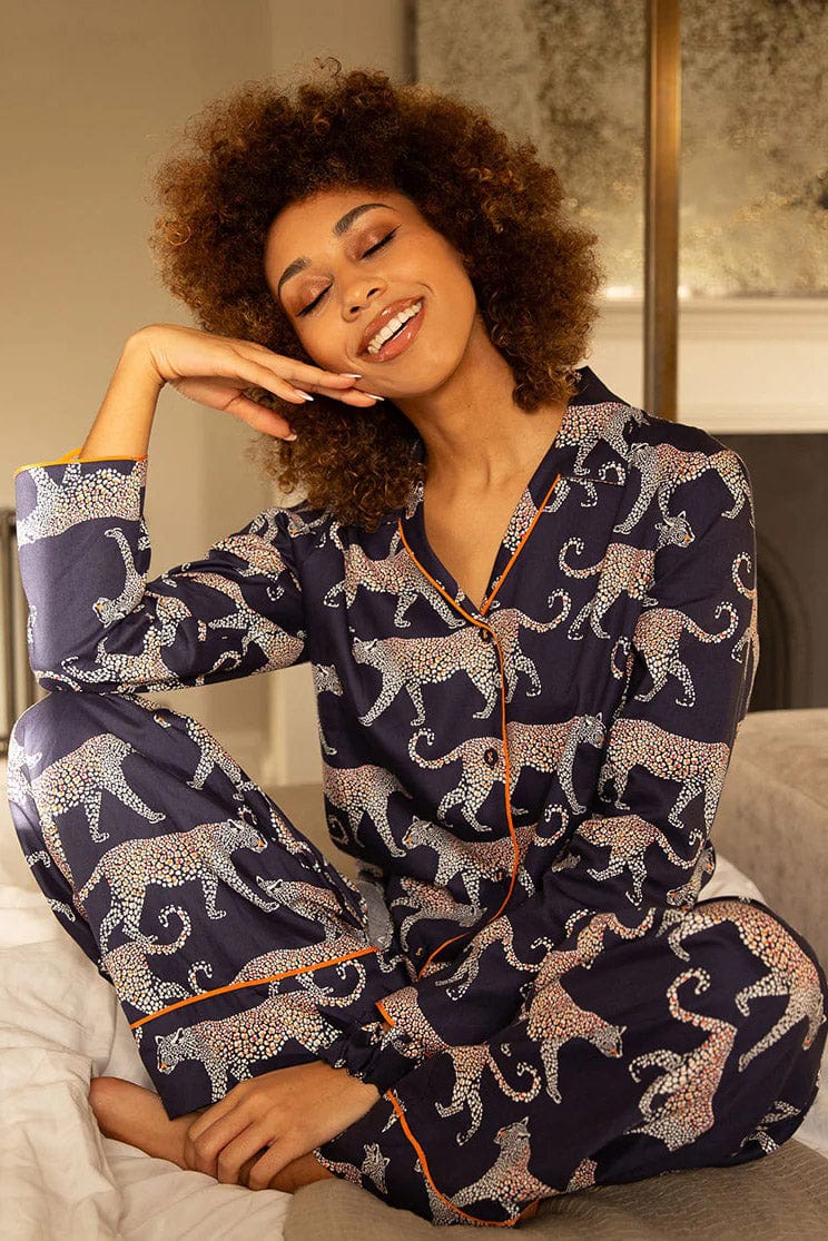Cyberjammies Taylor Leopard Print Pyjama Set - Navy