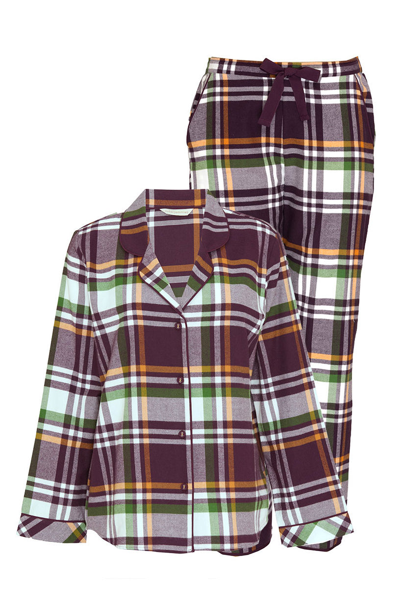 Cyberjammies Wild Slumber Brushed Check Pyjama Set - Plum