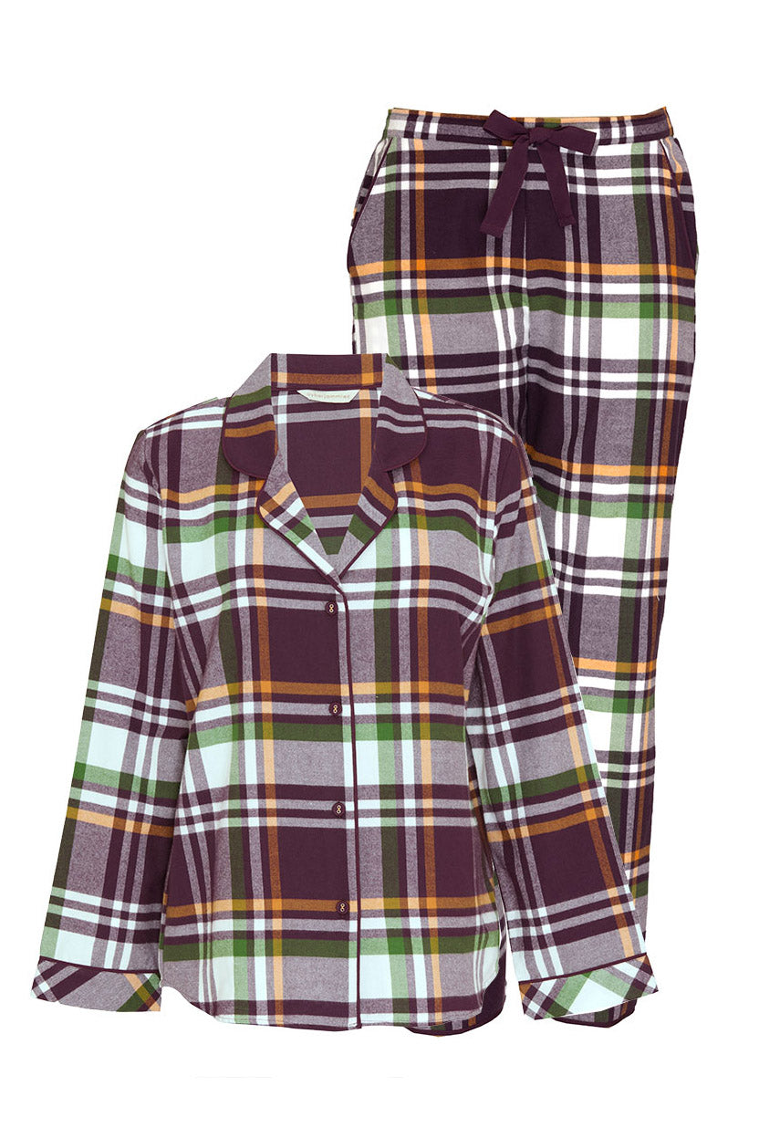 Cyberjammies Wild Slumber Brushed Check Pyjama Set - Plum