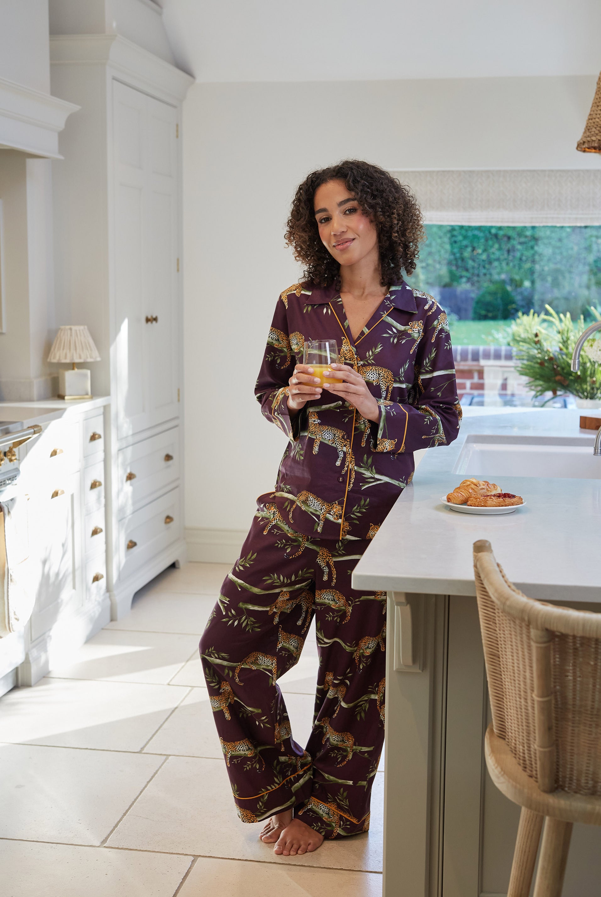 Cyberjammies Wild Slumber Leopard Wide Leg Pyjama Set - Plum
