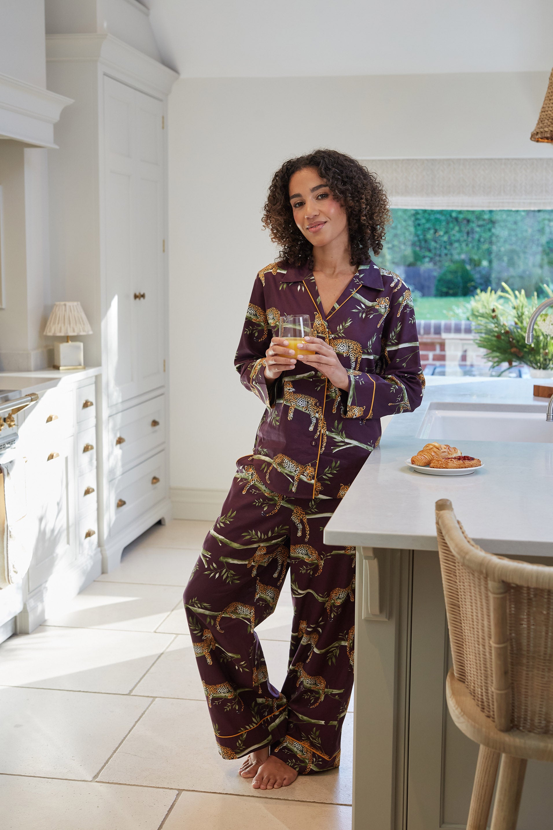 Cyberjammies Wild Slumber Leopard Wide Leg Pyjama Set - Plum
