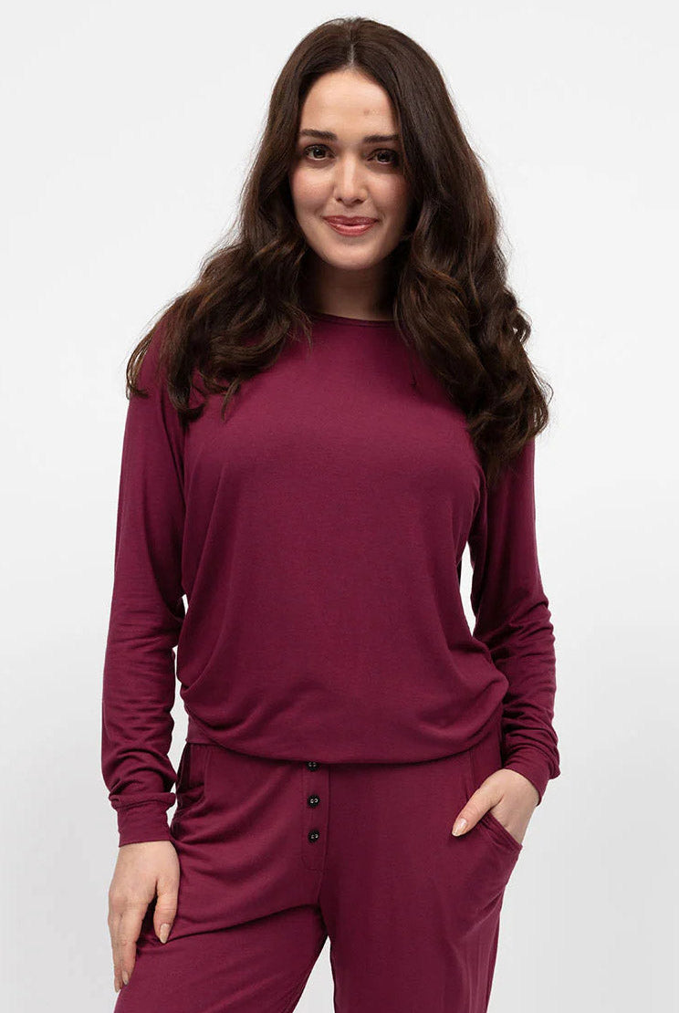 Cyberjammies Yasmin Slouch Jersey Pyjama Set - Ox Blood