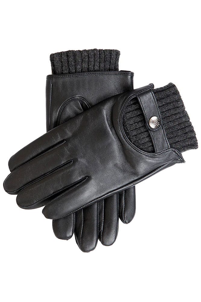 Dents Buxton Touchscreen Leather Gloves - Black/Charcoal
